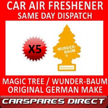 MAGIC TREE CAR AIR FRESHENER x 5 *COCONUT* ORIGINAL & BEST WUNDER-BAUM NEW