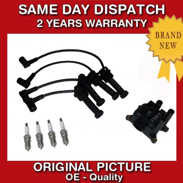 FORD FUSION,PUMA 1.6 IGNITION COIL + NGK SPARK PLUGS + SILICONE LEADS 02>ON