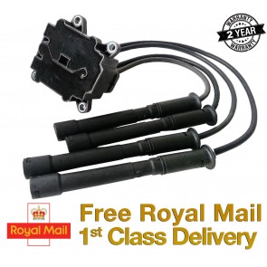 RENAULT CLIO 1.2 16V IGNITION COIL PACK + LEADS 4 BOLT FIXING 01>ON 2YR WARRANTY